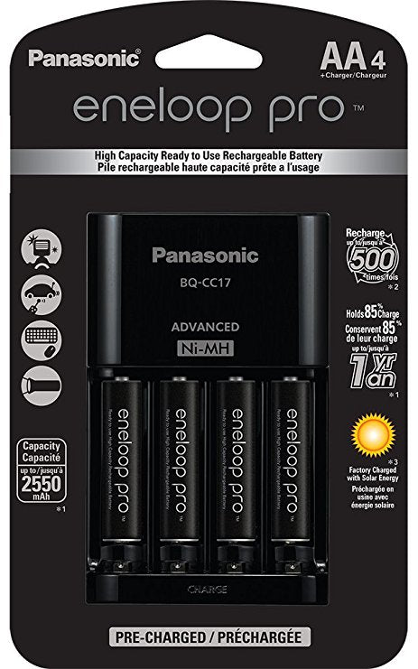 Eneloop Pro AA Rechargeable Batteries, 4-pack with Charger